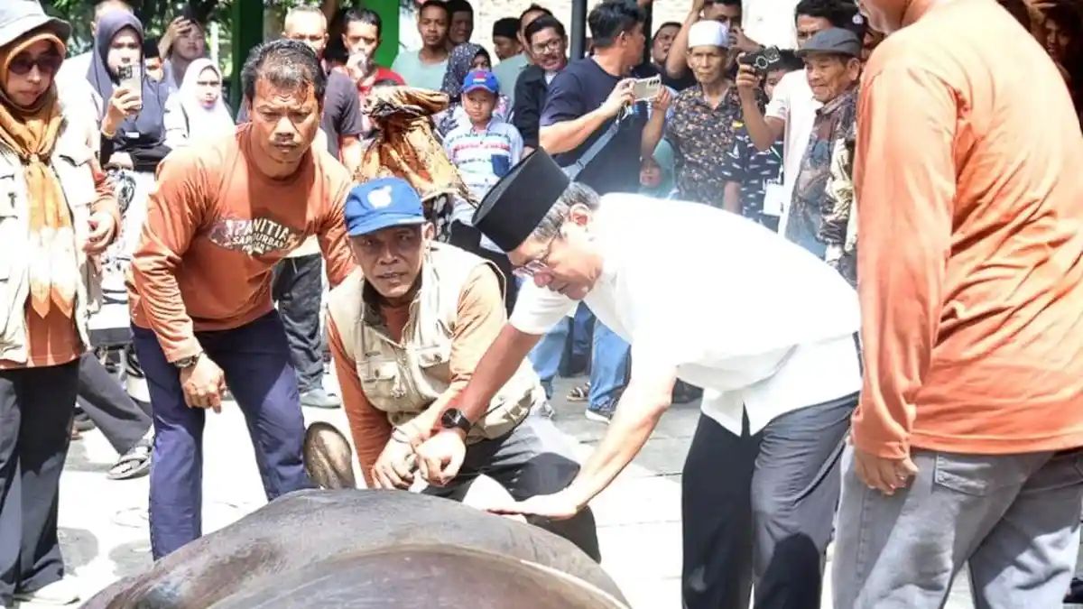 Sapi Kurban Presiden Prabowo Berbobot 960 Kg Disembelih di Sungai Geringging, Jadi Tontonan Warga
